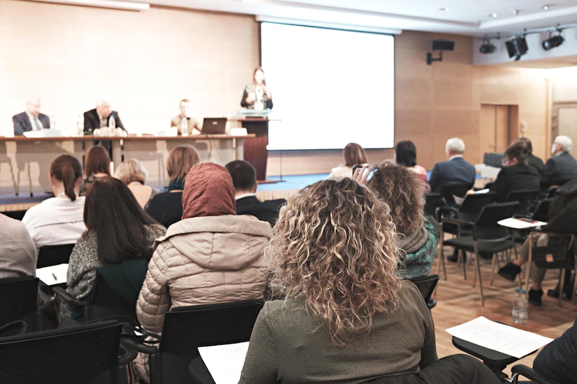 business woman people listening conference horizontal image 263512 2537