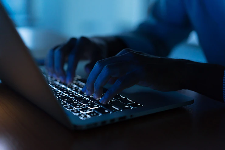 man hand typing keyboard input code register system 42708 293